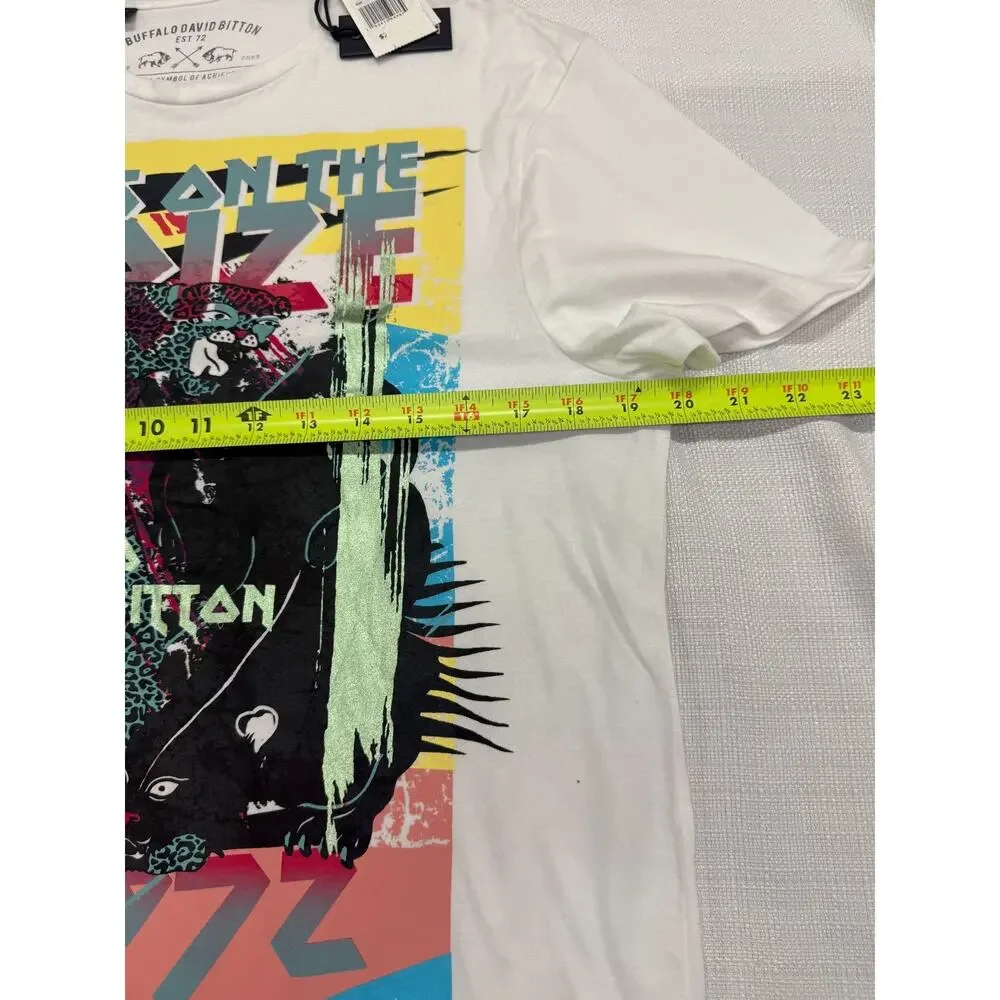 Buffalo David Bitton Mens Medium Graphic T Shirt White NWT Short Sleeve Tee